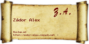 Zádor Alex névjegykártya
